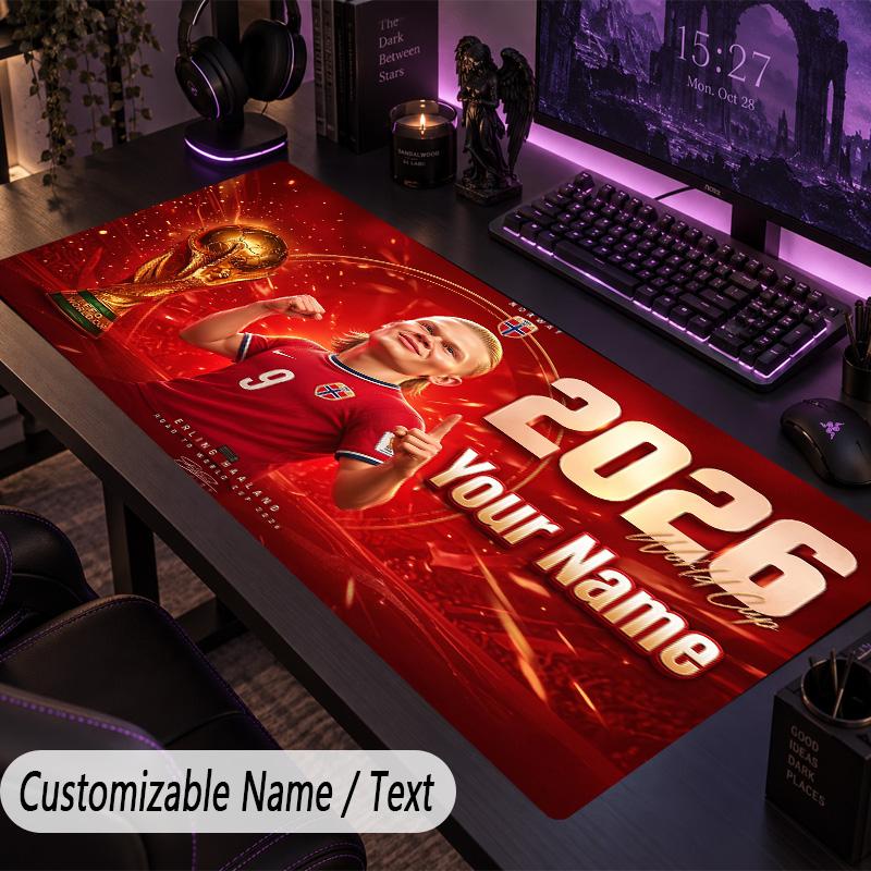 Large Mouse PadErling Haaland Custom Name Text Personalized Desk Mat Non Slip Gaming Pad