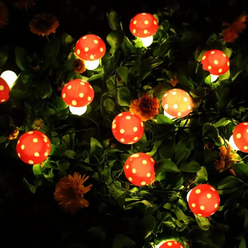 LED Solar Mushroom String Lights for Outdoor Garden and Courtyard Decor