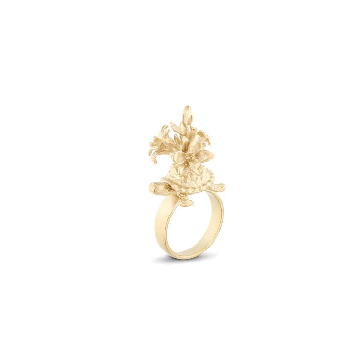 Dior Turtle Elegant Flower Shaped Fashion Trend Ring Women jewelry Gold R1347WOMMT_D300 S,Gold