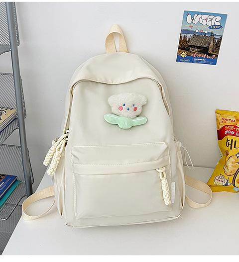 Schoolbagins Schoolbag Female Student Korean Version Internet Celebrity Junior High School Student Canvas Backpack Japanese Solid Color Large 
