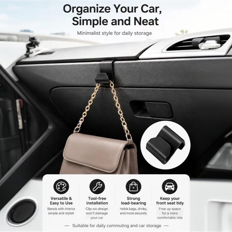 10Pcs Wall Mounted Car Copilot Hooks Space Saving Glove Box Storage Holders for Road Trip Snacks Garbage Bags Auto Accessories