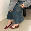 Niche design new pointed temperament heel red single shoes soft sole 2025 Mary Jane women's shoes low spring and autumn feeling black