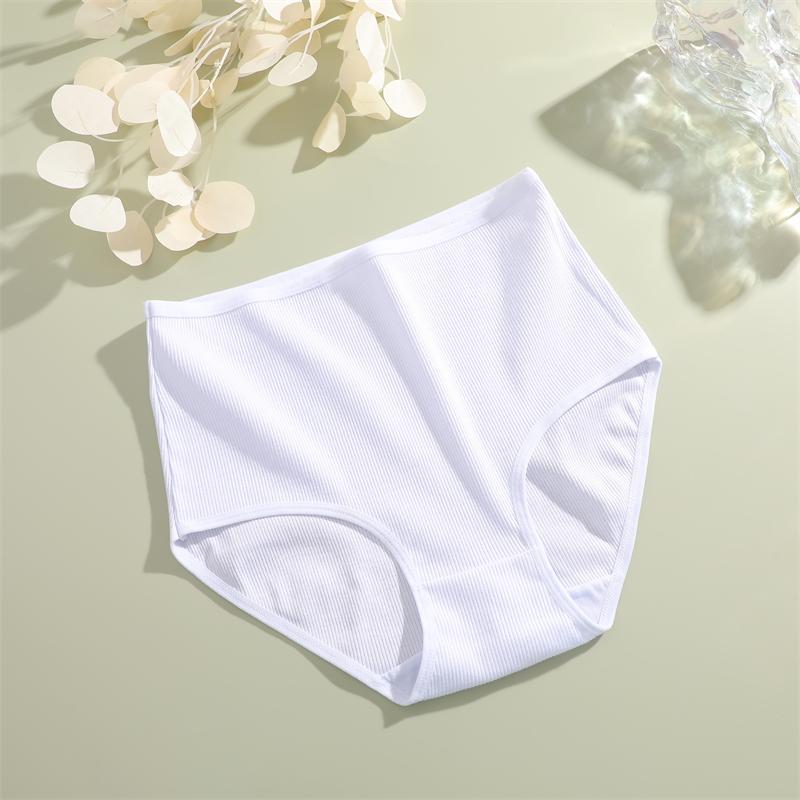 FINETOO Cotton Plus size Underwear Women's Striped High Waist Panties Sexy Elastic belt Breathable Brief 14 Colors Soft Lingerie