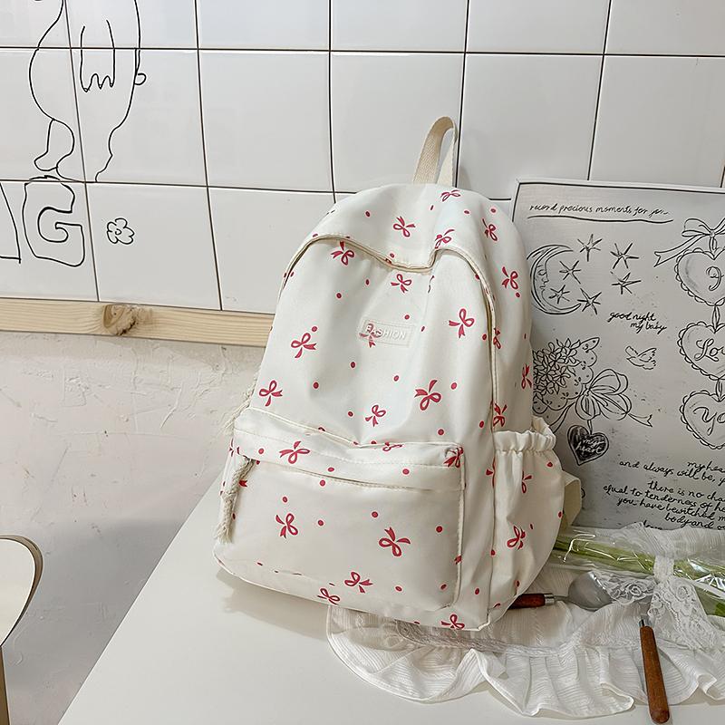 Schultasche für Studenten mit Schleifendruck, Rucksack mit großem Fassungsvermögen, Damen-Computerrucksack