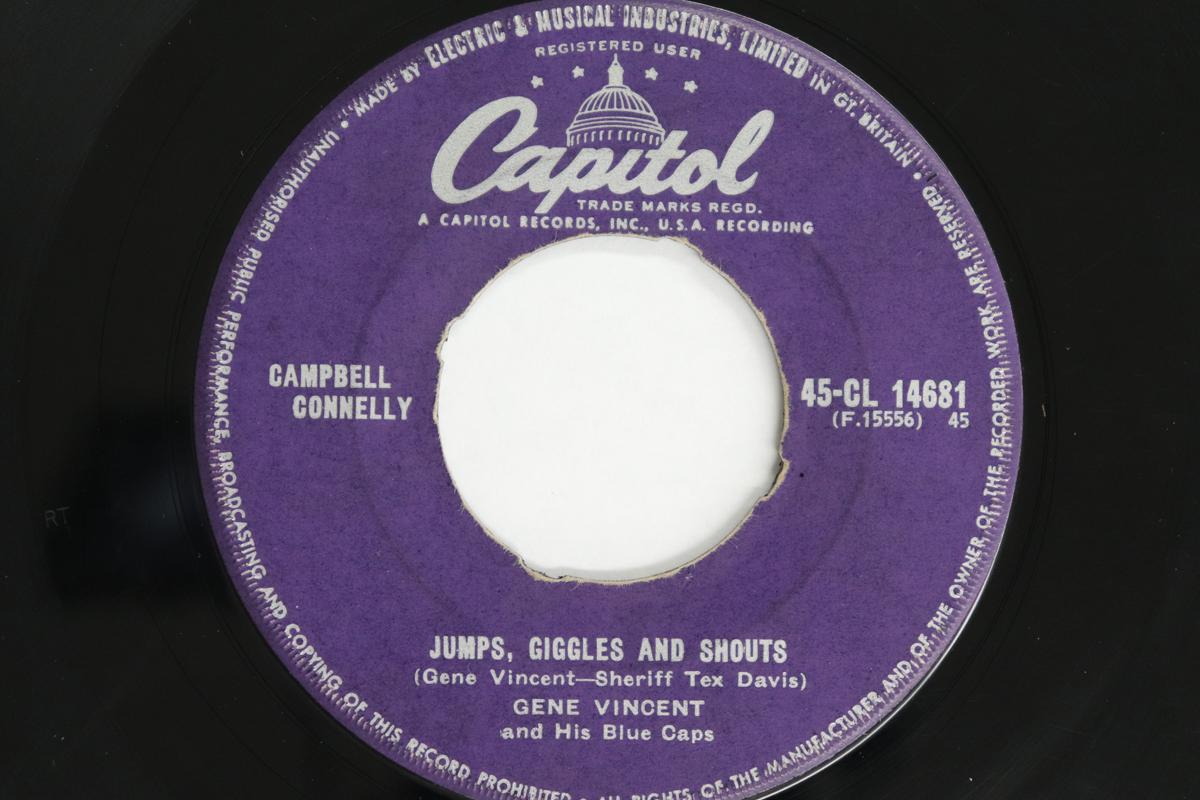 

7-дюймовая пластинка ДЖИН ВИНСЕНТ И ЕГО BLUE CAPS Прыжки Смех И Крики Свадебная 45CL14681 CAPITOL RECORD 1956 Великобритания Рок Б/У