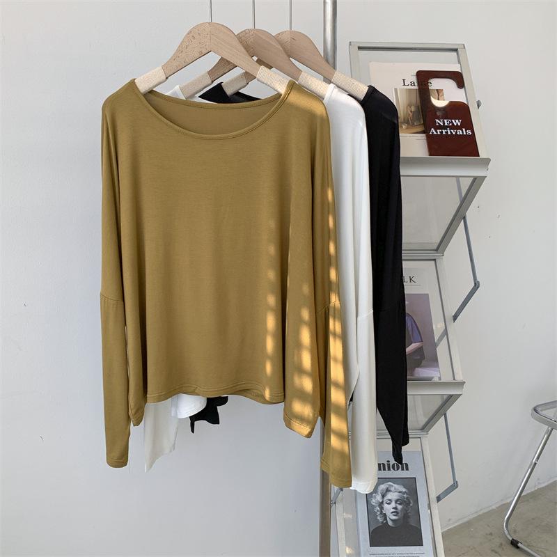 Løstsittende langermet dame-dansebekledning med rund hals - Moderne ensfarget solbeskyttelse