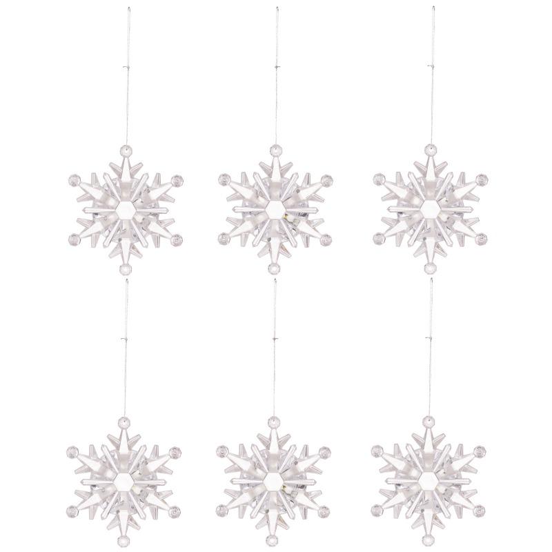 6 Stück Acryl Weihnachts-Schneeflocken-Dekorationen, Weihnachtsbaum-Anhänger, Hängende Ornamente, Dekorative Anhänger