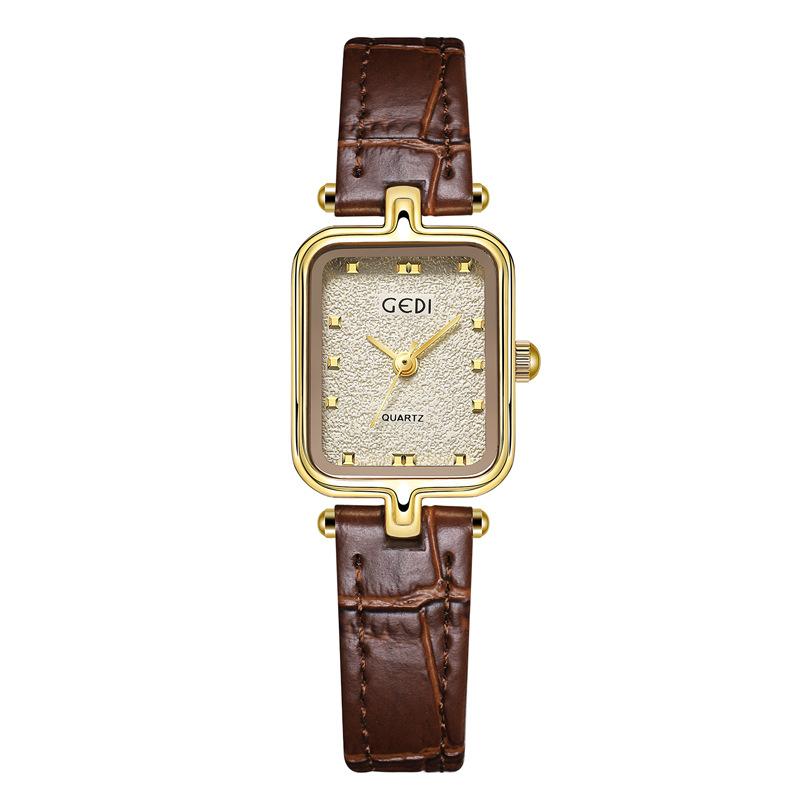Medieval Style Pointer Light Luxury Niche High-Value Leather Decoration Women'S Waterproof Quartz Watch