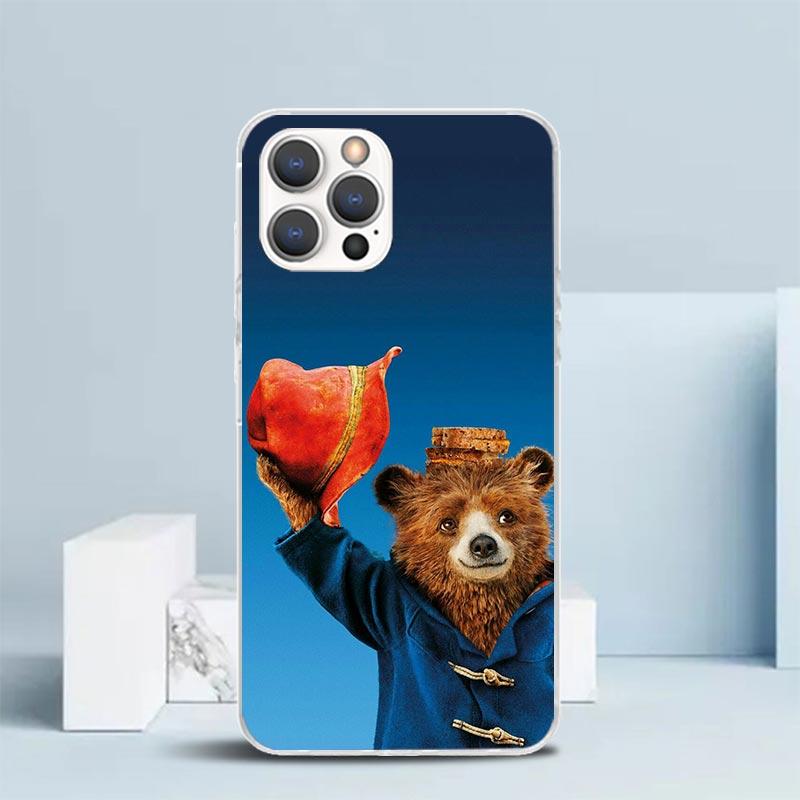 Cute P-PaddingtonS Bear Soft Cover for iPhone 16 17 Air 15 14 Pro Max 16E Phone Case 13 Mini 12 11 7 SE 8 Print Pattern Fit Case
