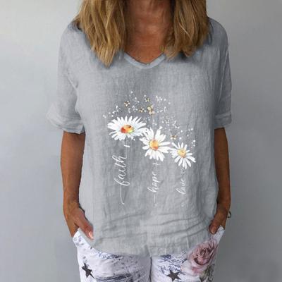 Blusa Chic Loose Casual Mulheres Blusa Marguerite Borboleta Solta Camiseta Blusa para o Verão