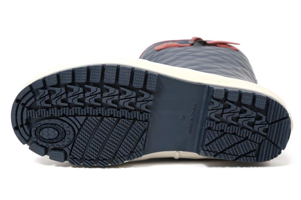 Mozu Quilted Embossed Rain Boots with Urethane Cushion Size Small Women's Lining, Navy,