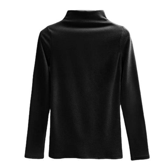 Half High Collar Long Sleeves Slim Fit Bottoming Blouse Autumn Winter Thickened Fleece Lined Pure Color Thermal Top Daily Clothing