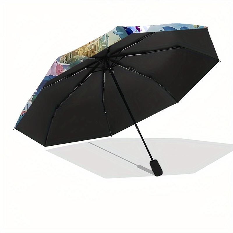 Disney Mermaid, Underwater Kingdom Automatic Open/Close Umbrella - Cute Umbrella with Cute Design, Portable 3-Fold Compact Umbrella for Men