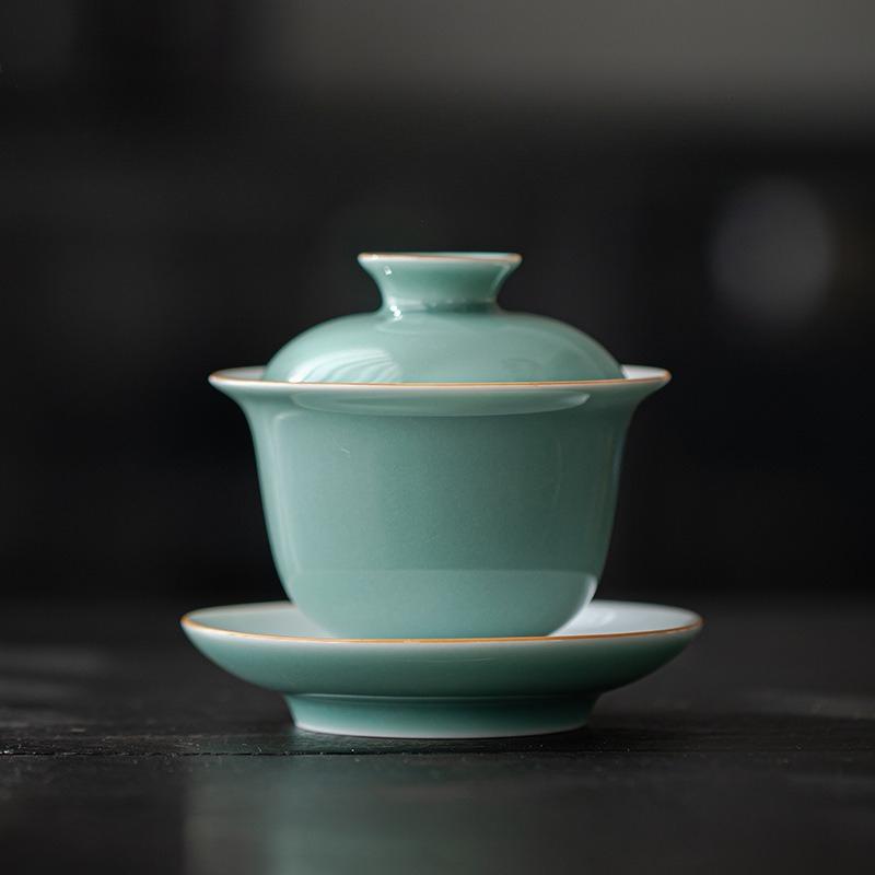 Ceramic Teacup White Porcelain Tea Tureen Handmade Solid Bowl Chinese Kung Fu Gongfu Gaiwan Retro Teaware Drinkware Tea Ceremony