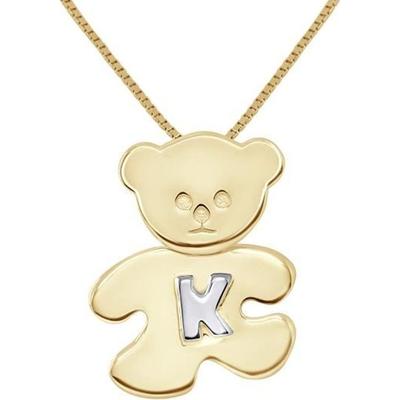 Children's Pendant - LÉA &; ARTHUR - OURSON - Yellow Gold Plated - Letter K - 925 Silver