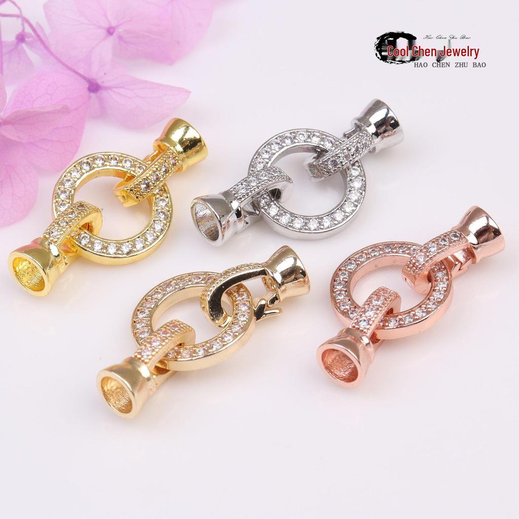 14k Goud Gevuld Zirconium Strik & Parel Bloemvormige Gesp voor DIY Sieraden Accessoires