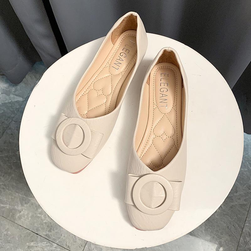 

Женские туфли-лодочки на плоской подошве, весна 2025, новая корейская версия, универсальные туфли Doudou с квадратным носком и неглубоким вырезом, популярные в интернете, на одной педали wo 40