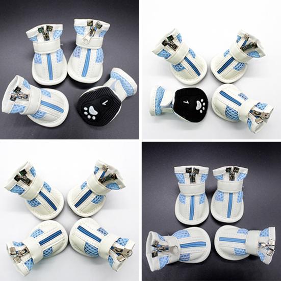 Pet Puppy Teddy Mesh Dragkedja Sneakers Andas Magic Tape Stängning Cat Dog Skor
