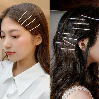 Lot de 2 ou 4 pinces à cheveux en métal brillant pour femmes, simples, couleur or et argent, accessoires pour cheveux de filles