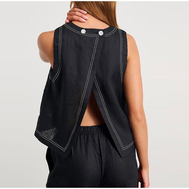 Cotton Linen Vest Pants Set Women's Outfit Solid Color Wide Leg Long Pants Sleeveless Top Casual Suit 2025 Spring Summer New Pant Sets
