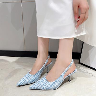 Fashion Women's Fashion Pointed Toe High Heels Women's New Vintage Woven Back Empty Wrapped Toe Non-Slip Stiletto Sandals