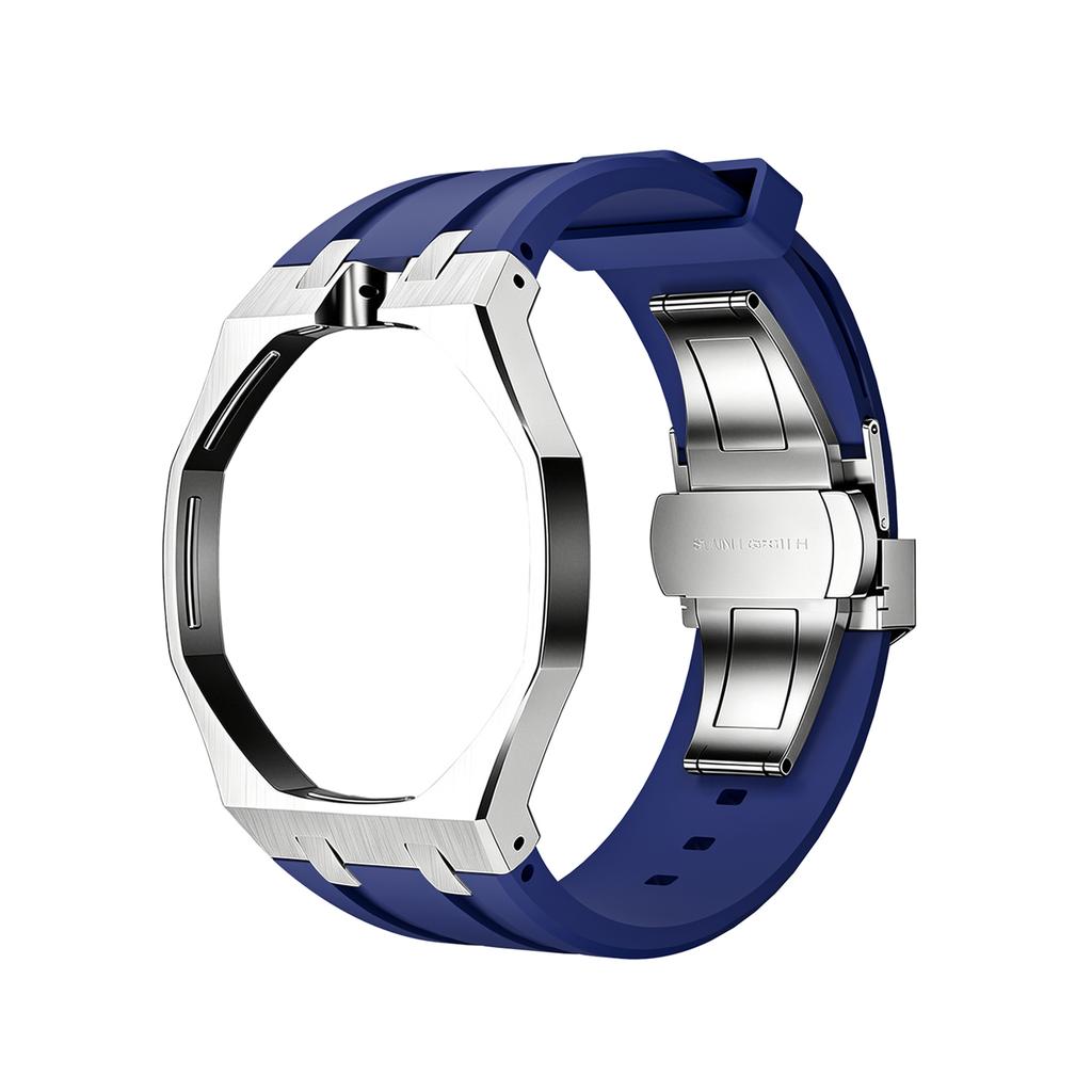 For Swatch X Royal Pop Stainless Steel Watch Case Wear Resist Silicone Sport Replacement Band for Sport Activities Daily Commute