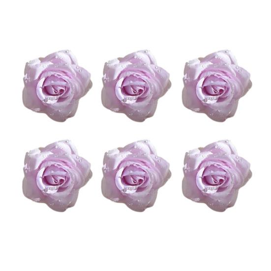 

6 шт. Штучна Троянда з Росою Real Touch Штучний Шовковий Пелюсток Троянди для DIY Весільних Букетів Вечірки Домашнього Декору фіолетовий