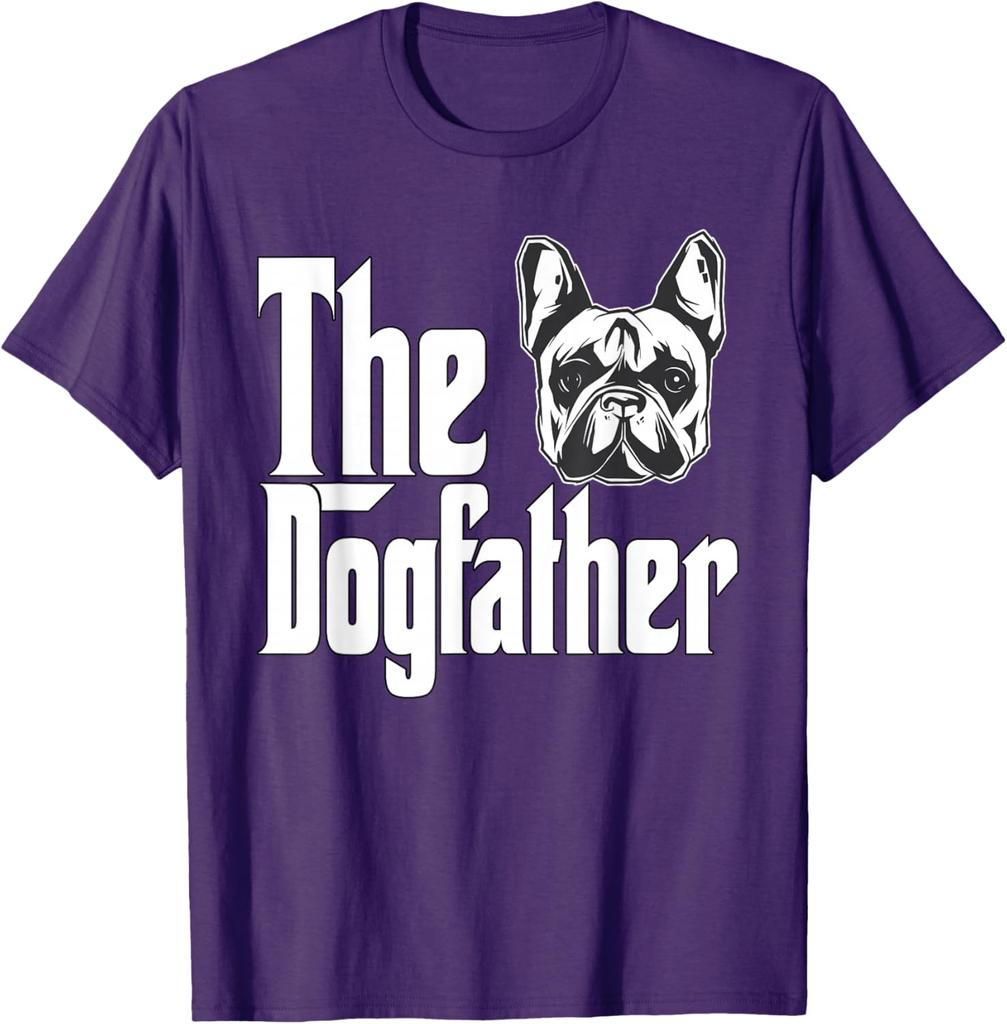 The Dogfather French Bulldog Graphic Tee Mens Casual Breathable Short Sleeve TShirt