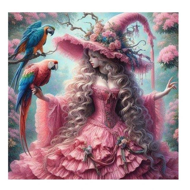 

Новинка 2024, алмазная живопись, Фэнтези, эльф, женщина, полная алмазная вышивка, животное, дракон, леопард, птица, набор для вышивки крестом, украшение для дома round 50x50cm серый