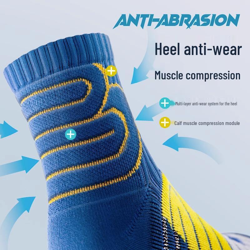 Men's Plus Size Sweat-Absorbent Mid-Calf Sports Socks - Thick Towel Bottom, Odor-Resistant, Ideal for Running & Basketball