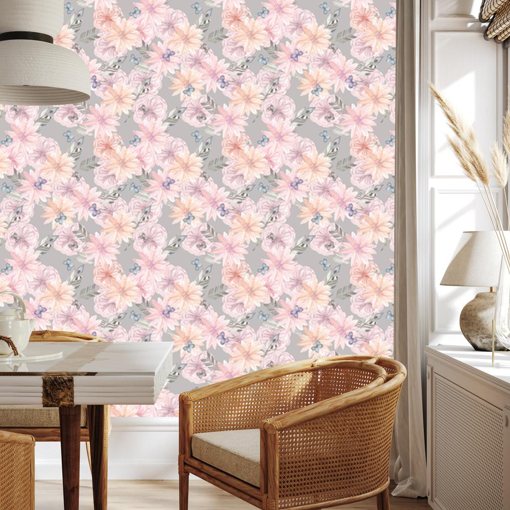 Boho style flowers wallpaper for living room and bedroom 50x1000