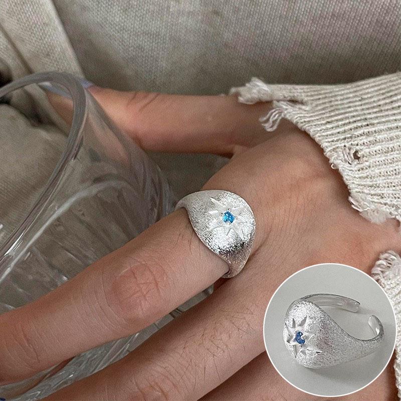 Elegant S925 Silver-Plated Light Blue Open Ring for Women - Versatile, Fashionable, and Luxurious Index Finger Design.