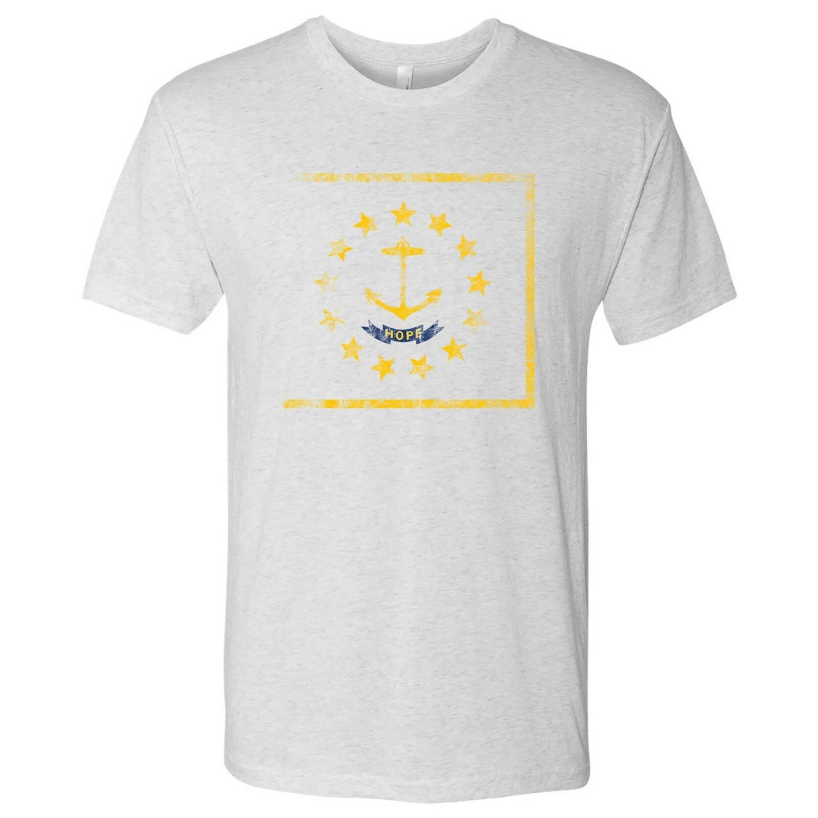 Мужская футболка с принтом флага Род-Айленда - Хизер Уайт 2XL