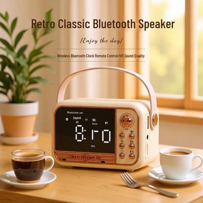 Retro Tarz Bluetooth Alarm Saatli Hoparlör - Taşınabilir Avrupa Tarzı Masaüstü Hoparlörü