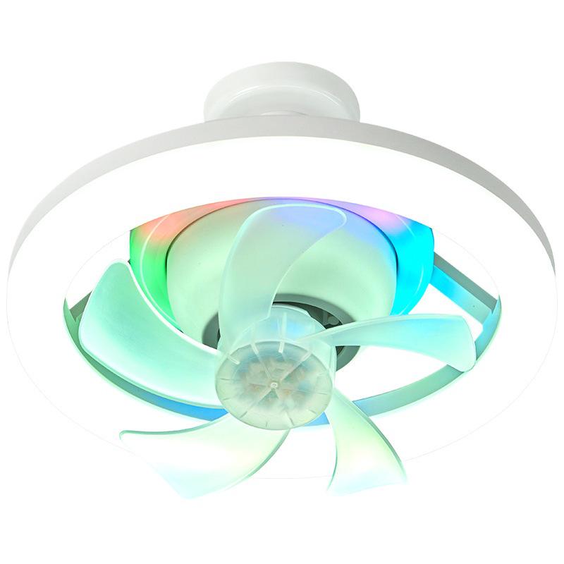 LED RGB Ceiling Fan Light with Remote Control, E27 Base, Dimmable, 360° Rotation for Bedroom