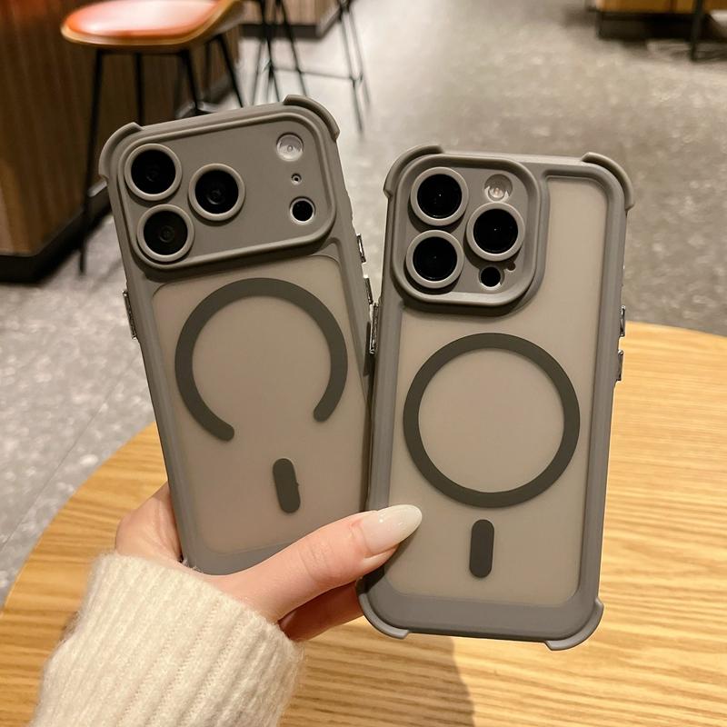 

Luxury Magnetic Matte For Magsafe Phone Case For iPhone 17 14 15 16 Pro Max Air Transparent Shockproof Bumper Back Cases Cover iPhone17 серый