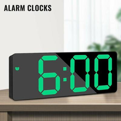 Reloj despertador con espejo, reloj Digital LED, luz nocturna, reloj de mesa, carga USB