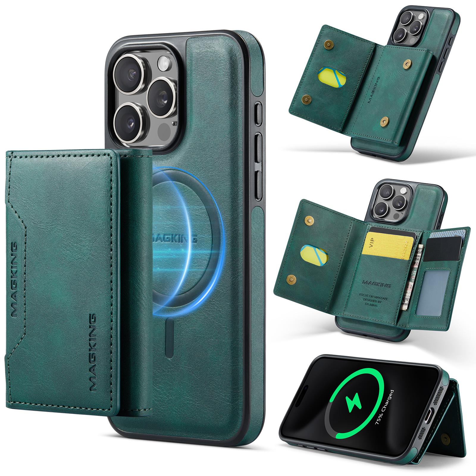

Чехол серии MAGKING K2 для iPhone 16 Pro, совместимый с MagSafe, PC+TPU+ПУ кожа, блокировка RFID, чехол для телефона с кошельком B