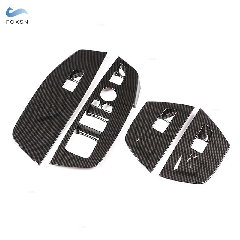 For BMW X3 X4 G01 G02 2018    Door Window Lift Switch Buttons Control Panel Frame Cover Carbon Fiber Texture Trim