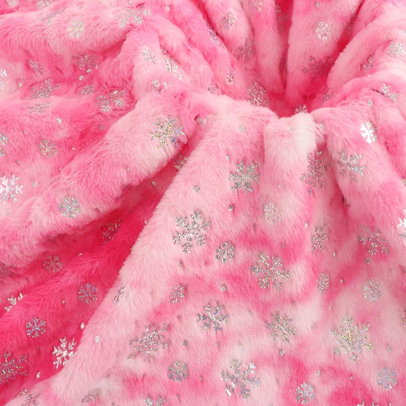 Snowflake Velvet Plush Toys & Accessories Fabric with Tie-Dye and Silver Highlights