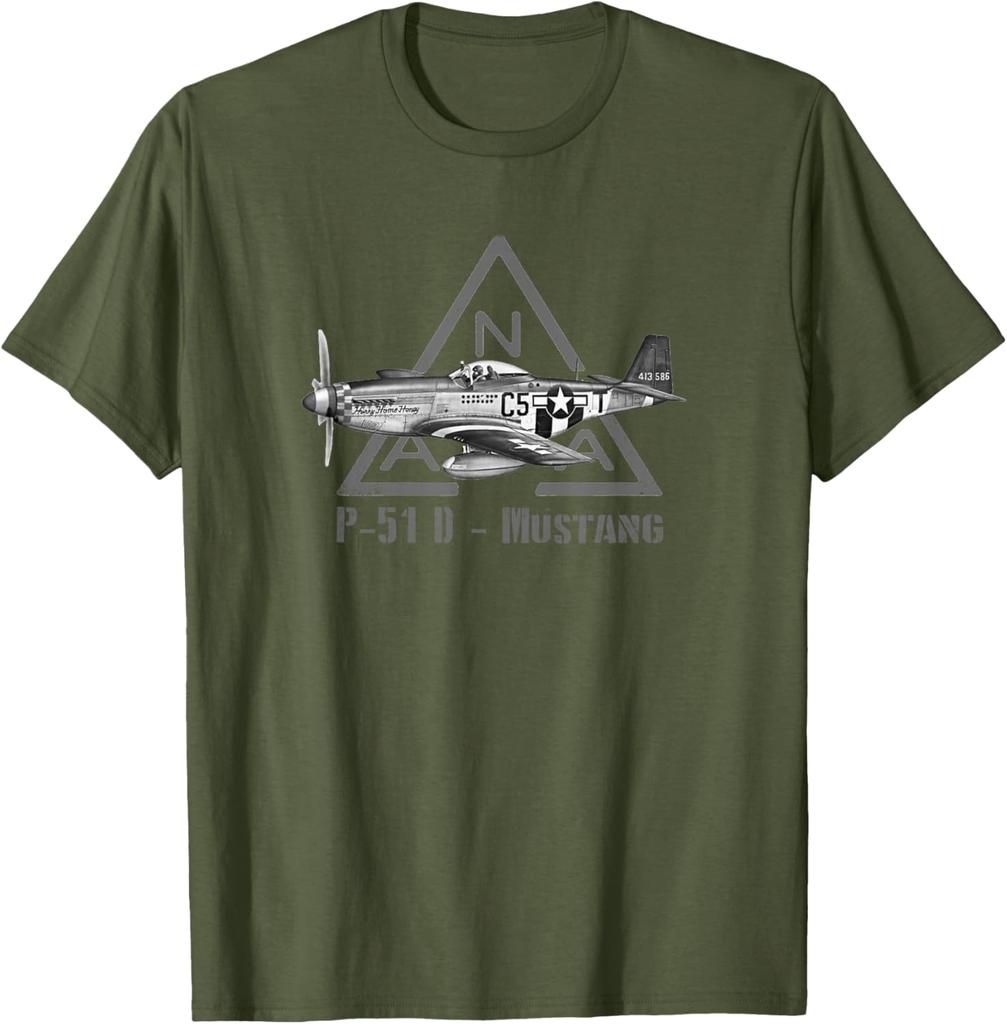 North American P51 Mustang Fighter TShirt 100 Cotton ONeck Short Sleeve Summer Casual Mens Tshirt Streetwear