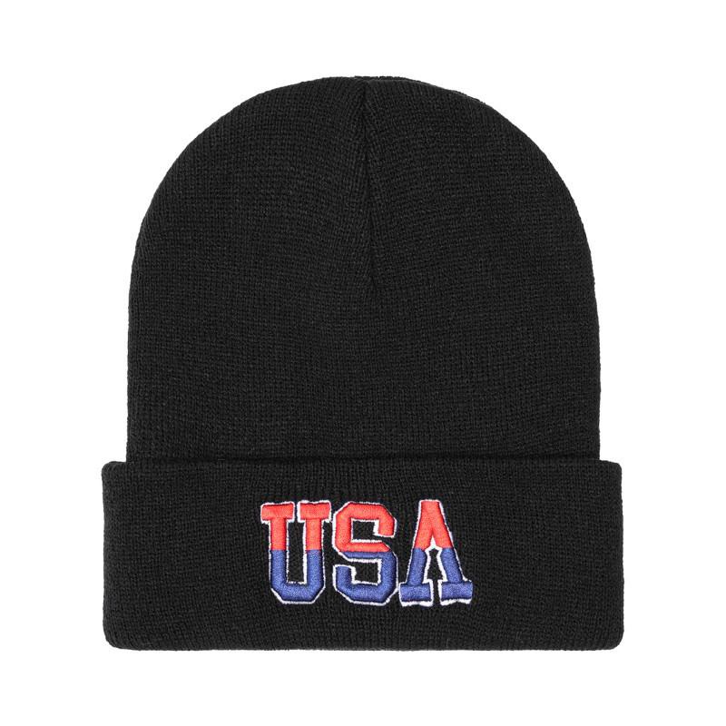 Unisex Trendy USA Letter Embroidery Knit Hat - Autumn/Winter European/American Style