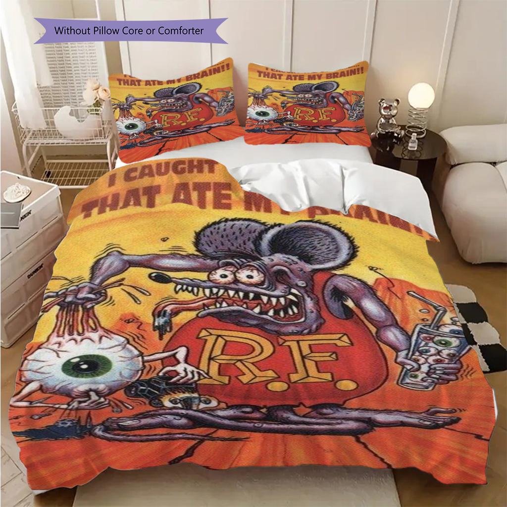 Alien Invasion Monster Car Chase Threepiece Set 1 Duvet Cover 2 Pillowcase Without Core Soft And Comfortable Duvet Cover And Pillowcase