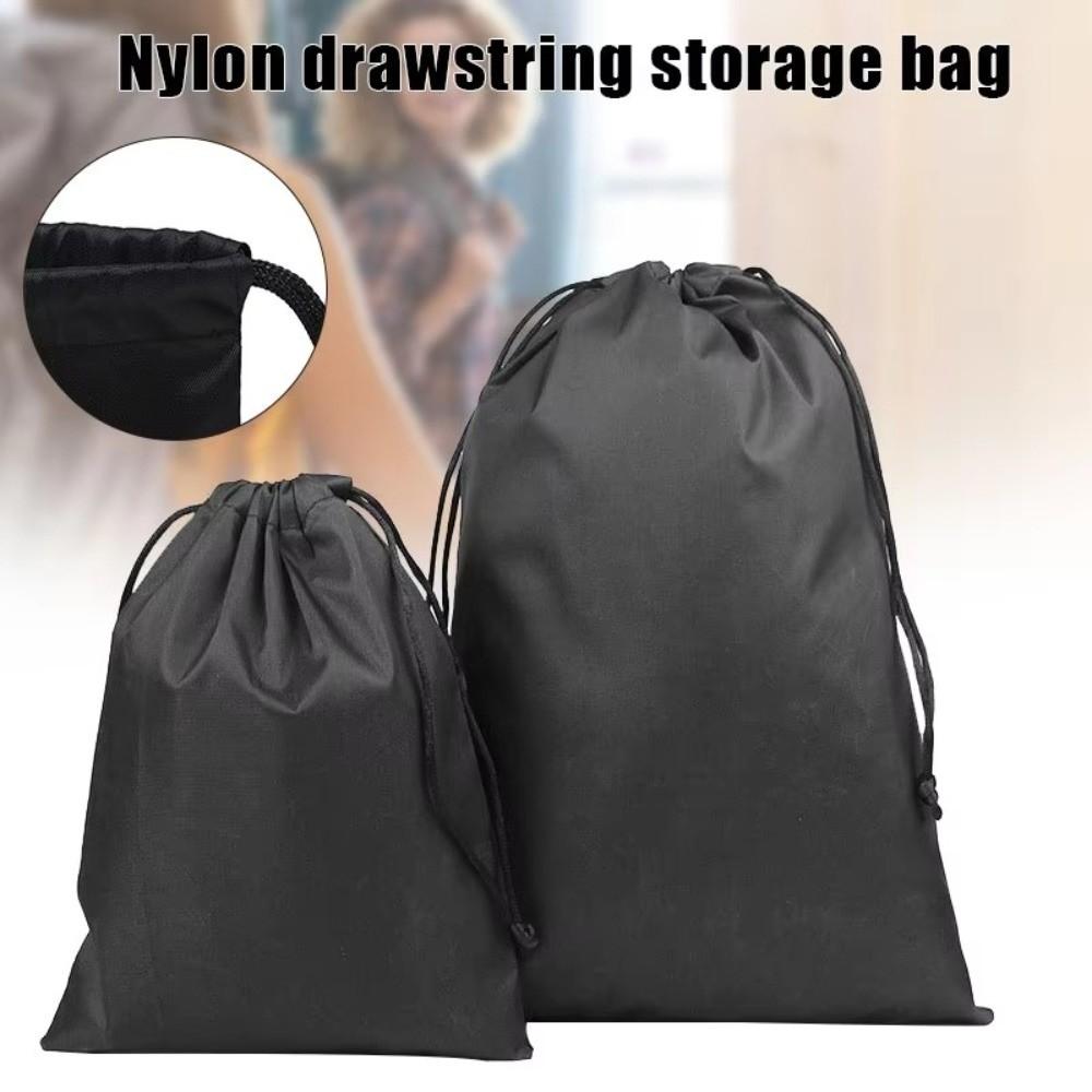 New Drawst Closure Drawstring Storage Pouch Nylon Portable Drawstring Bags Waterproof Black Makeup Bags Lipstick Storage