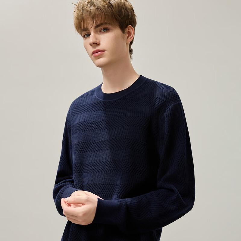 

LUOZI Men s 2025 Autumn Old Money Style Round Neck Wool Blend Sweater 2XL (185)