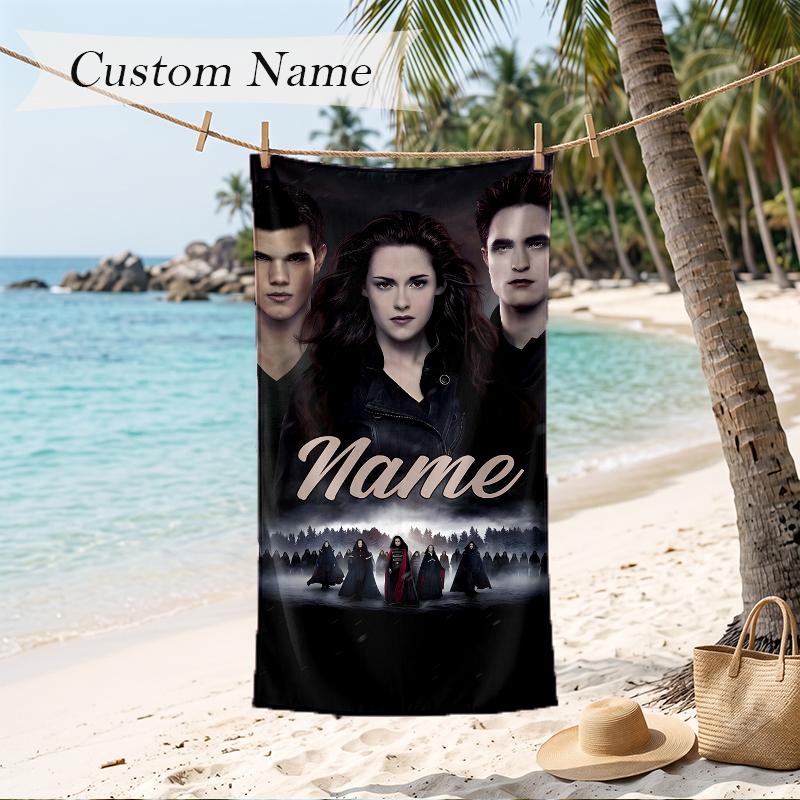 Twilight Custom Name Printed Beach Towel Personalized Soft Towel For Swimming Beach Travel