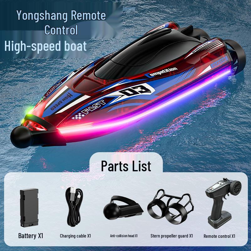 Brushless Dual-Motor RC Boat with Colorful Lights: Collision-Proof, Waterproof, Anti-Tangle Design