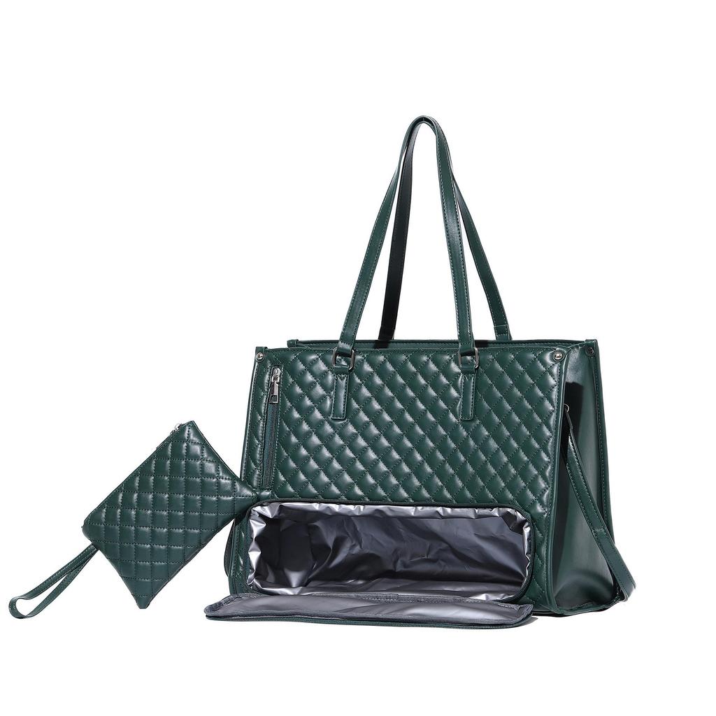 Insulated Black Diamond Lunch Bag with Handle & Shoulder Strap for Work or Picnic