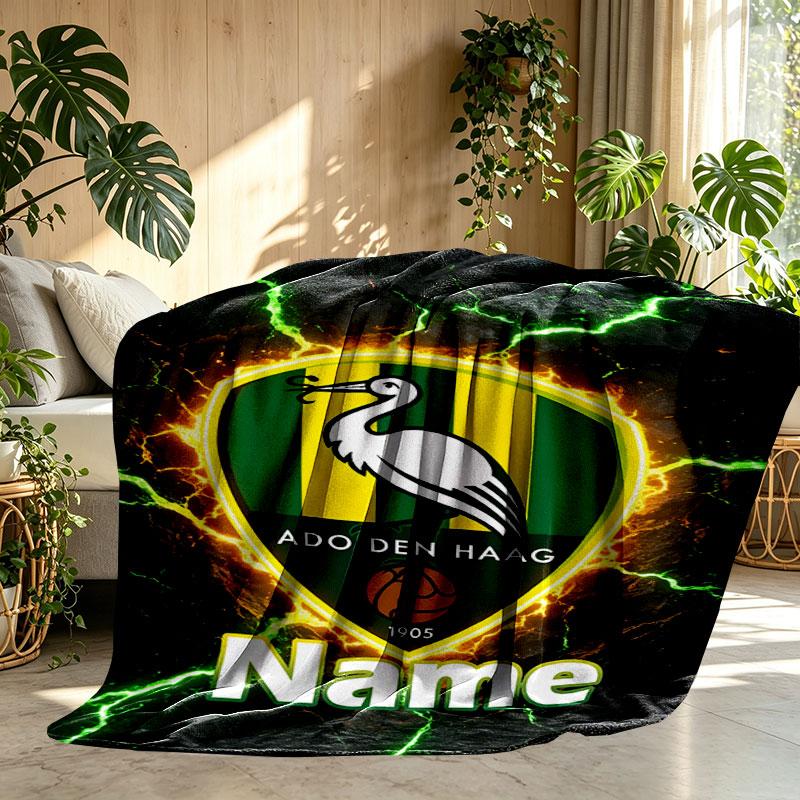 Custom Name Personalized ADO Den Haag Print Blanket, Home Decor, Bedroom, Sofa, Camping, Couch, Gifts for Birthday Christmas