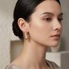 18K Gold-Plated French Style Zirconia Stud Earrings for Women